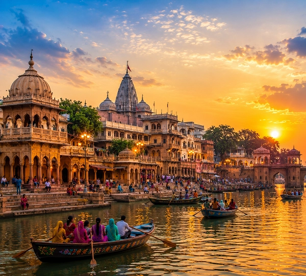 Golden hour at the riverside ghat