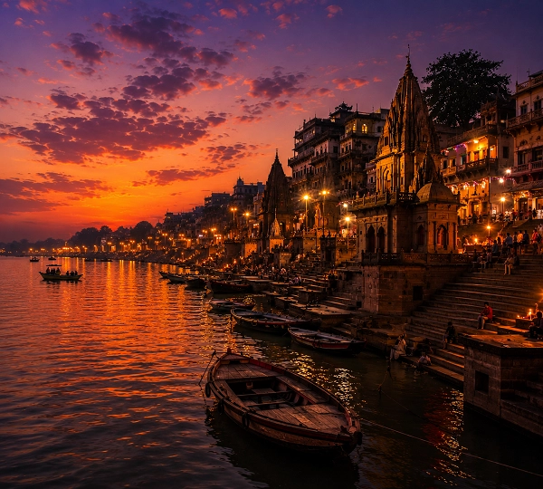 Golden hour at the riverside ghats