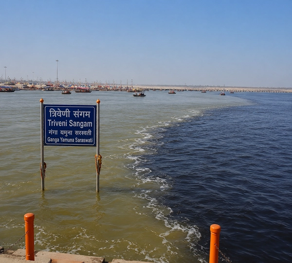 Triveni Sangam confluence at daylight