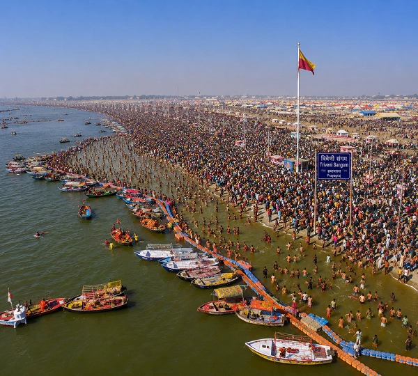 Triveni Sangam festival from above